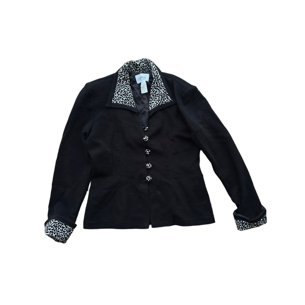Vintage Black Cheetah Print Blazer Jacket